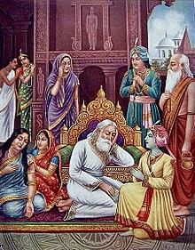 King Dasharatha grieves inconsolably at his obligation to banish Rama to the forest.jpg