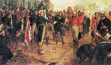 Painting showing the surrender during the British invasions of the Río de la Plata.