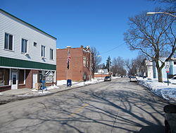 Main Street in downtown Bloomdale, Ohio, showing the local post office.