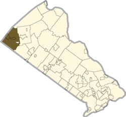 Location of Milford Township in Bucks County