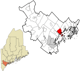 Location in Cumberland County and the state of Maine