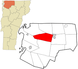 Location in Franklin County and the state of Vermont.