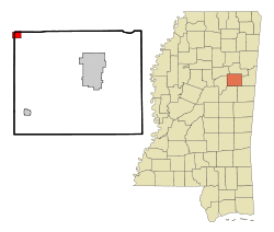 Location of Maben, Mississippi