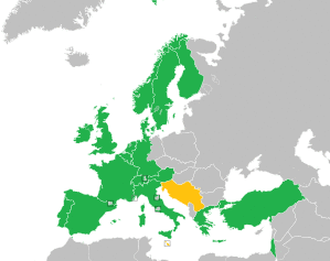 A coloured map of the countries of Europe