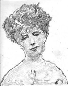 Pencil sketch of Elizabeth von Arnim