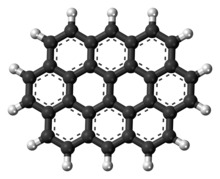 Ball-and-stick model of the ovalene molecule