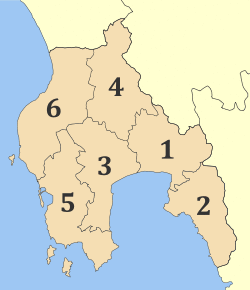 Municipalities (dimi) of Messenia, 2010: .mw-parser-output .div-col{margin-top:0.3em;column-width:30em}.mw-parser-output .div-col-small{font-size:90%}.mw-parser-output .div-col-rules{column-rule:1px solid #aaa}.mw-parser-output .div-col dl,.mw-parser-output .div-col ol,.mw-parser-output .div-col ul{margin-top:0}.mw-parser-output .div-col li,.mw-parser-output .div-col dd{page-break-inside:avoid;break-inside:avoid-column} #Kalamata #Mani #Messini #Oichalia #Pylos-Nestoras #Trifylia