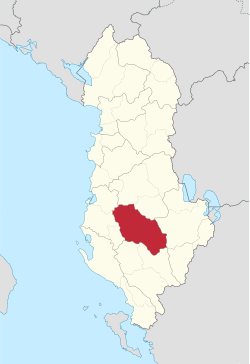 Map of the Republic of Albania with Berat highlighted