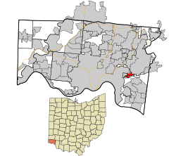 Location in Hamilton County and the state of Ohio