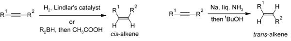 Synthesis of cis- and trans-alkenes from alkynes