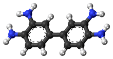 Ball-and-stick model of the 3,3'-diaminobenzidine molecule