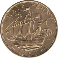 British pre-decimal halfpenny 1967 reverse.png