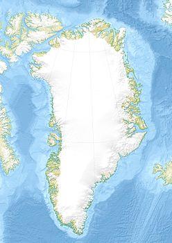 Map showing the location of Jakobshavn Glacier Jakobshavn Isbræ  (Danish) Sermeq Kujalleq  (Greenlandic)