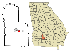 Location in Worth County and the state of Georgia