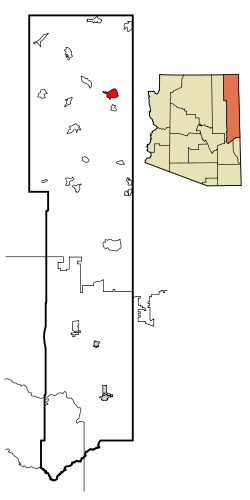 Location in Apache County and the state of Arizona