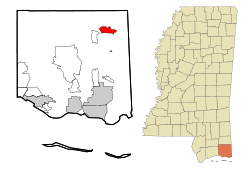 Location of Hurley, Mississippi