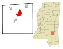 Location of Laurel in Mississippi