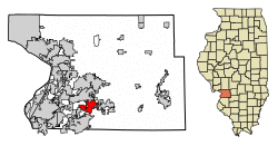 Location of Maryville in Madison County, Illinois.