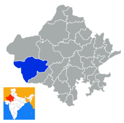 Location of Barmer district in Rajasthan