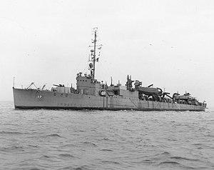 USS Crosby (APD-17) off the Mare Island Naval Shipyard, California (USA), on 24 February 1943 (19-N-41557).jpg