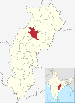 Location of Bilaspur district in Chhattisgarh