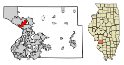 Location of East Alton in Madison County, Illinois.