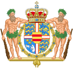 Coat of Arms of the Monarch of Denmark (Golden Fleece Variant).svg