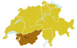 Map of the modern diocese of Sion within Switzerland