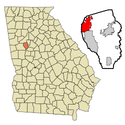 Location in Fayette County and the state of Georgia