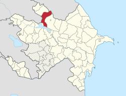 Map of Azerbaijan showing Qakh Rayon