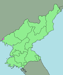 Map of North Korea, with the region highlighted in pink