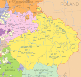 Map of political borders in Central Europe in the early 1700s