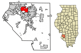 Location of Fairview Heights in St. Clair County, Illinois.