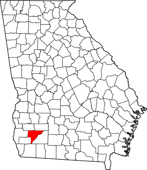Map of Georgia highlighting Baker County