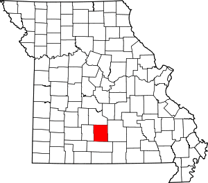 Map of Missouri highlighting Wright County