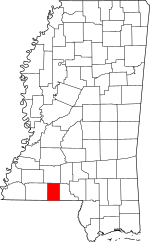 Map of Mississippi highlighting Pike County
