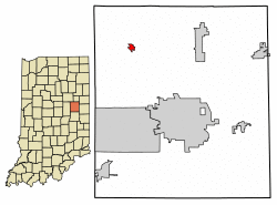 Location of Gaston in Delaware County, Indiana.