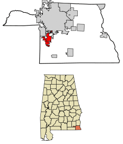 Location of Rehobeth, in Houston County, Alabama.
