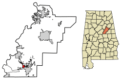 Location of Oak Grove in Talladega County, Alabama.