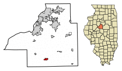 Location of Delavan in Tazewell County, Illinois.