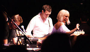 (L–R) Band members Henry Binns and Sam Hardaker, with frequent collaborator Sia