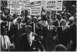 Civil Rights March on Washington, D.C. (Leaders marching from the Washington Monument to the Lincoln Memorial) - NARA - 542010.tif