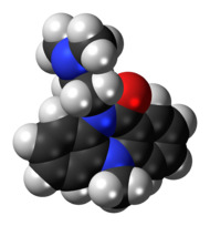 Space-filling model of the dibenzepin molecule