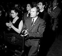 Gagarin and his wife Valentina clapping at a concert in Moscow in 1964.