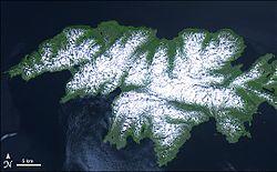 Attu Island with land area of 892.795 km² (344.71 sq mi)