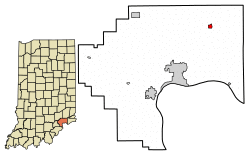 Location of Canaan in Jefferson County, Indiana
