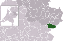 Highlighted position of Haaksbergen in a municipal map of Overijssel