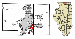 Location of Cherry Valley in Winnebago and Boone County, Illinois.