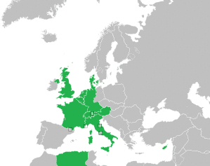 A coloured map of the countries of Europe