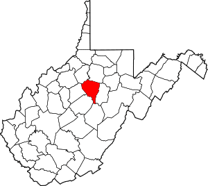 Map of West Virginia highlighting Lewis County